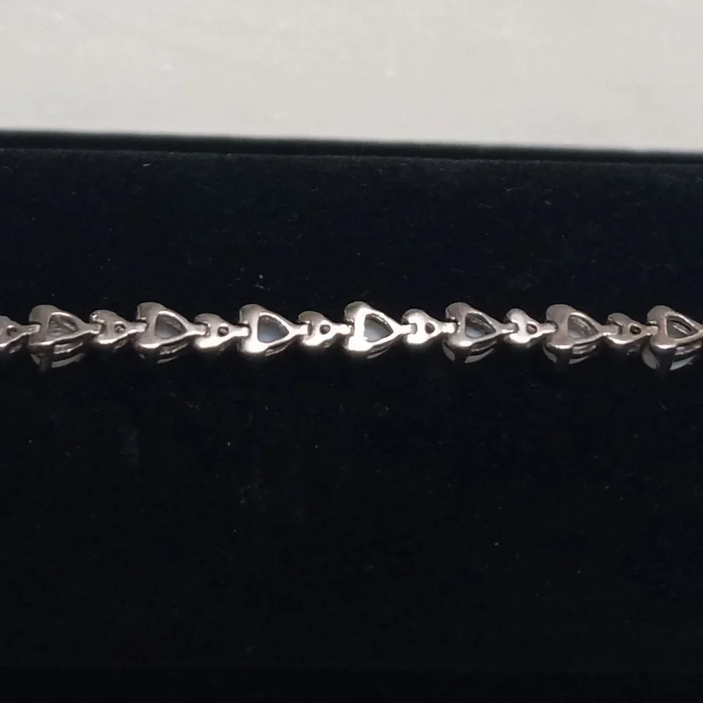 Sterling Silver Bracelet with Opals and Blue Rhinestones - Picture 4 of 14